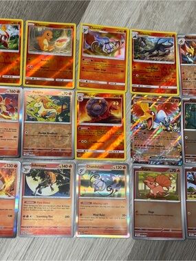 Pokemon Holofoil Red Orange Yellow Fire-Type Trading Cards Lot